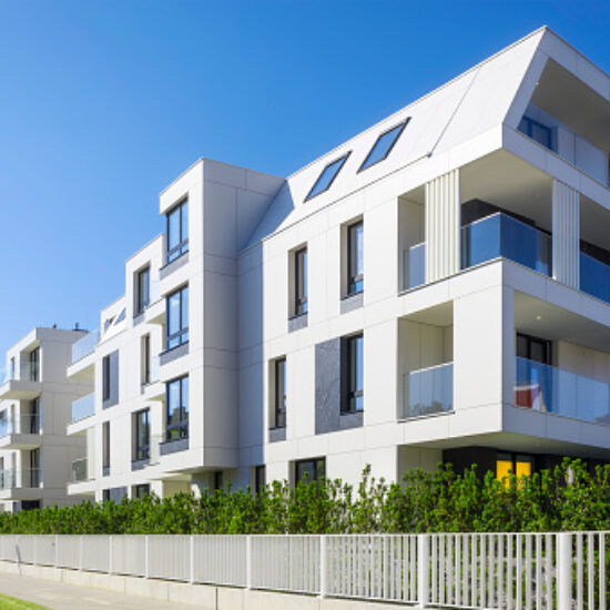 New apartment buildings with a modern white facade, Sopot, Poland