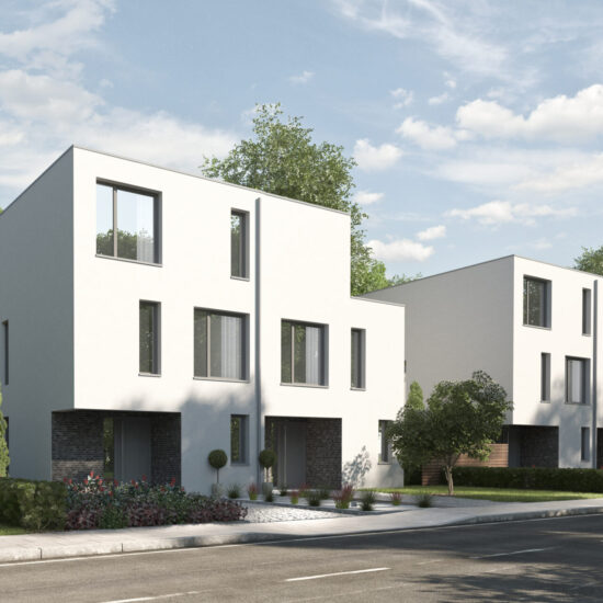 3d rendering of modern duplex houses during the day